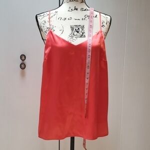 Womens Coral Salmon Satin/Silky Lined Camisole Top Adj.Straps Layering  Sz.L